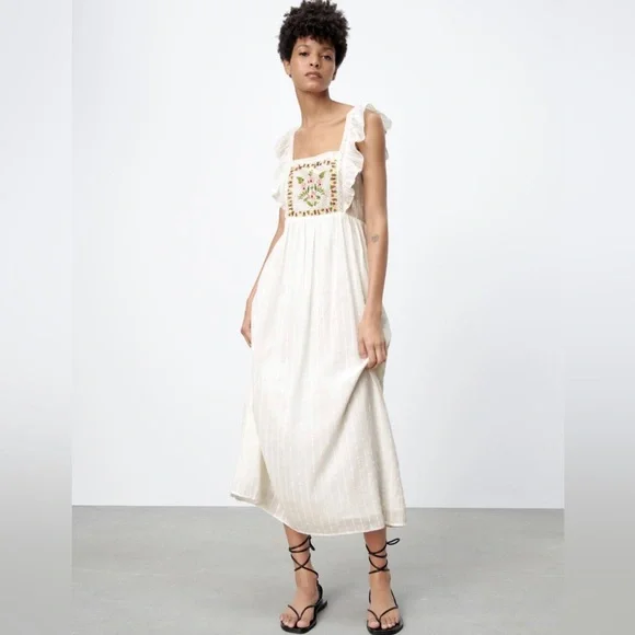 Zara Embroidered Floral Dress